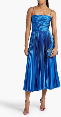 Heba pleated satin midi dress