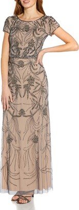 Petites Womens Embellished Maxi Evening Dress