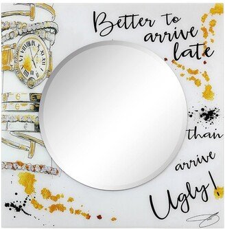 Ugly Never Round Beveled Mirror On Square Free Floating Printed Tempered Art Glass