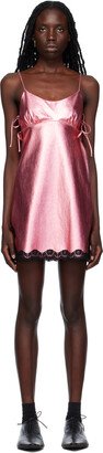 Pink Metallic Faux-Leather Minidress