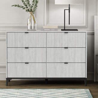 GALANO Zaffy 6-Drawer Dusty Grey Oak Dresser 31.7 in. x 46.5 in. x 15.7 in.