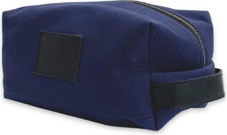 Vida Vida Canvas & Leather Wash Bag - Navy & Black