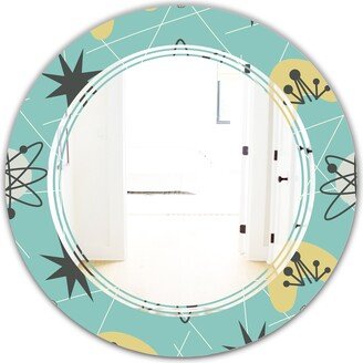 Designart '1950 Retro Pattern I' Printed Modern Round or Oval Wall Mirror - Triple C