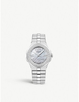 Womens White Alpine Eagle Diamond and Steel Small Watch