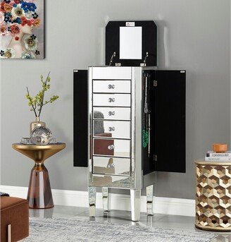 Jorge Mirrored Jewelry Armoire with 6 Drawers and Round Knobs