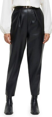 High Waist Faux Leather Cigarette Pants