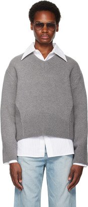 Gray V-Neck Sweater-AD