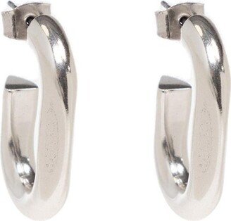 Logo Engraved Oval-Hoop Earrings