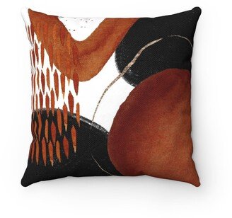 Abstract Square Pillow Cover, Black Rust Brown Watercolor, Mid Century Retro Fancy Elegant Stylish Couch Pillowcase