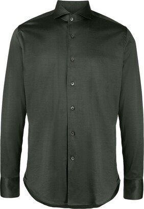 Spread-Collar Cotton Shirt-AA