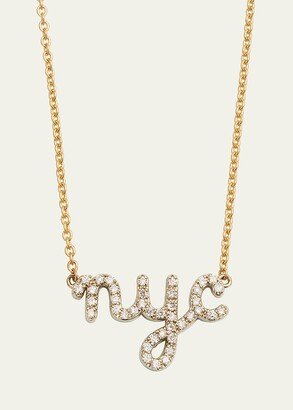 Small NYC Script Necklace with Diamonds