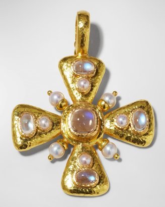 Moonstone & Pearl Maltese Cross Pendant