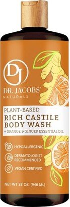 Dr. Jacobs Naturals Dr Jacobs Naturals Rich Castile Orange & Ginger Body Wash Hypoallergenic Vegan Sulfate-Free Paraben-Free 32oz-Orange &Ginger