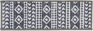 Geometric Bohemian Non-Slip Stair Treads (Set of 4) 8.6 x 26 Gray