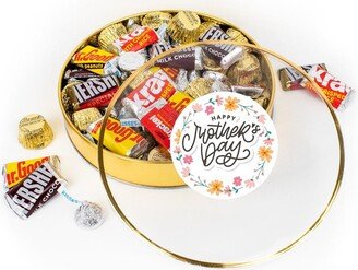 Mother's Day Chocolate Gift Tin - Plastic Tin with Candy Hershey's Kisses, Hershey's Miniatures & Reese's Peanut Butter Cups - By Just Candy - Assorte