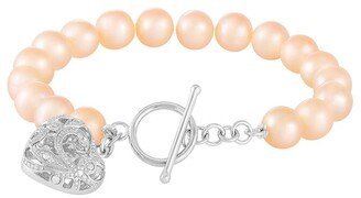 Splendid Pearls Silver 8-8.5Mm Pearl Pendant Bracelet