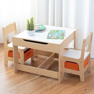 Children Kids Table Chairs Set With Storage Boxes Blackboard