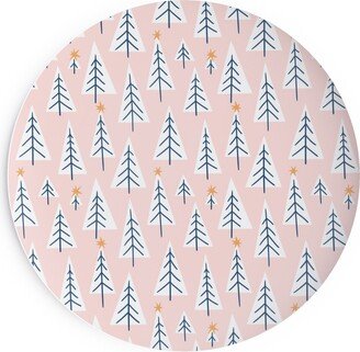 Salad Plates: Christmas Forest - Pink Salad Plate, Pink