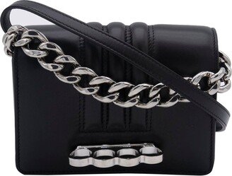 Chain-Linked Foldover Top Clutch Bag