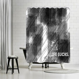 71 x 74 Shower Curtain, Emotional Art Life Sucks by Melanie Viola