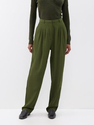 High-rise Pleated Crepe Tapered Trousers