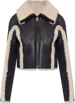 Faux-Fur Zip-Up Long-Sleeved Jacket