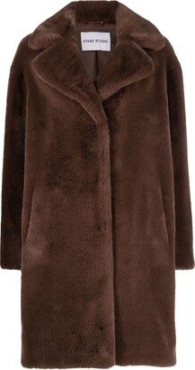 Notched-Collar Faux-Fur Coat-AA