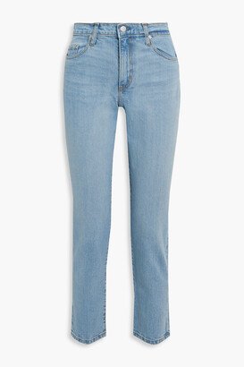 Kennedy cropped embroidered high-rise straight-leg jeans