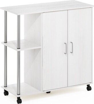 Helena 3-Tier Utility Kitchen Island and Storage Cart on wheels with Stainless Steel Tubes