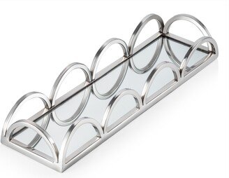 Rectangular Mirrored Tray with Chrome Loop Bars