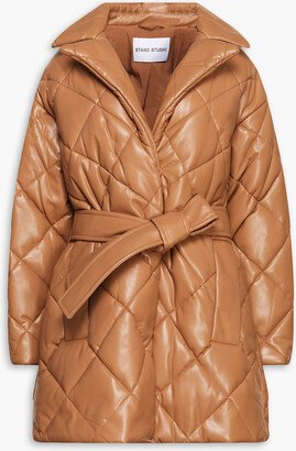 Maxim belted quilted faux leather coat