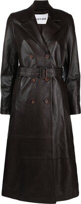 IVY OAK Notched-Lapels Leather Coat