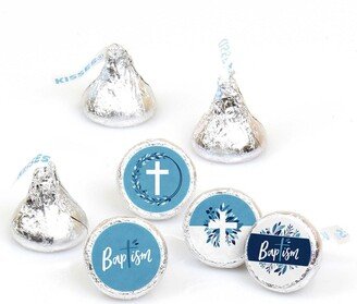 Big Dot Of Happiness Baptism Blue Elegant Cross - Religious Round Candy Sticker Favors 1 sheet of 108