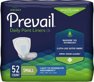 Prevail Incontinence Pant Liner, Small, Light to Moderate Absorbency, 52ct Bag