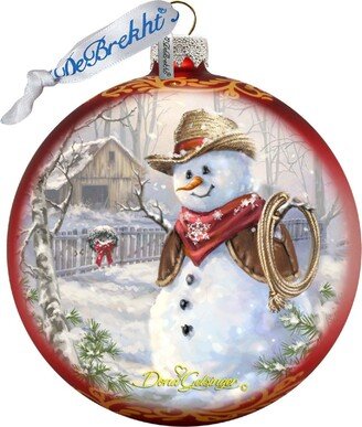 G.DeBrekht Cowboy Snowman Glass Ornament 2 by Dona Gelsinger