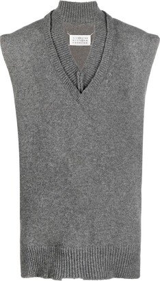 V-neck sleeveless knitted jumper-AA