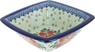 Blue Rose Pottery Blue Rose Polish Pottery Poinsettia Square Serving Dish