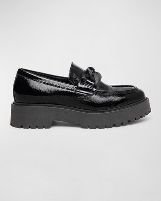 Patent Chain Casual Loafers