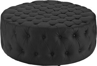 Amour Upholstered Vinyl Ottoman Black