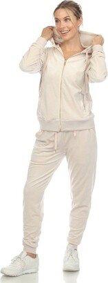 Women' 2-Piece Velour Trackuit Set Pearl L