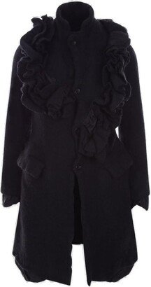 Frill-Trimmed Long-Sleeved Coat