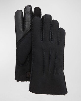 Men's Three-Cord Contrast Sheepskin Gloves