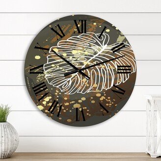 Designart 'Minimal Tropical Botanical Graphics I' Glam wall clock