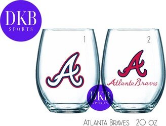 Atlanta Braves Stemless Wine || Single Glass Sets Singles Barware