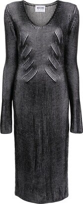 Two-Tone Knitted Midi Dress