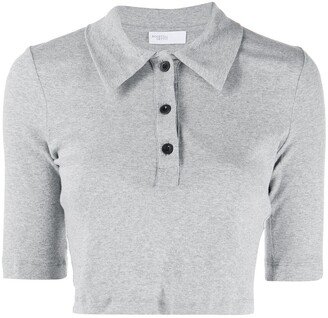 Short-Sleeved Cropped Polo Shirt