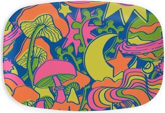 Serving Platters: Psychedelic Daydream - Neon And Blue Serving Platter, Multicolor