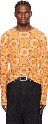 LU'U DAN Orange Floral Long Sleeve T-Shirt