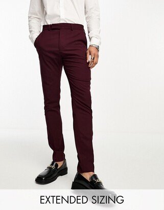 skinny suit trousers in burgundy-AA