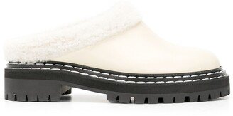 Shearling-Lined Lug Sole Mules